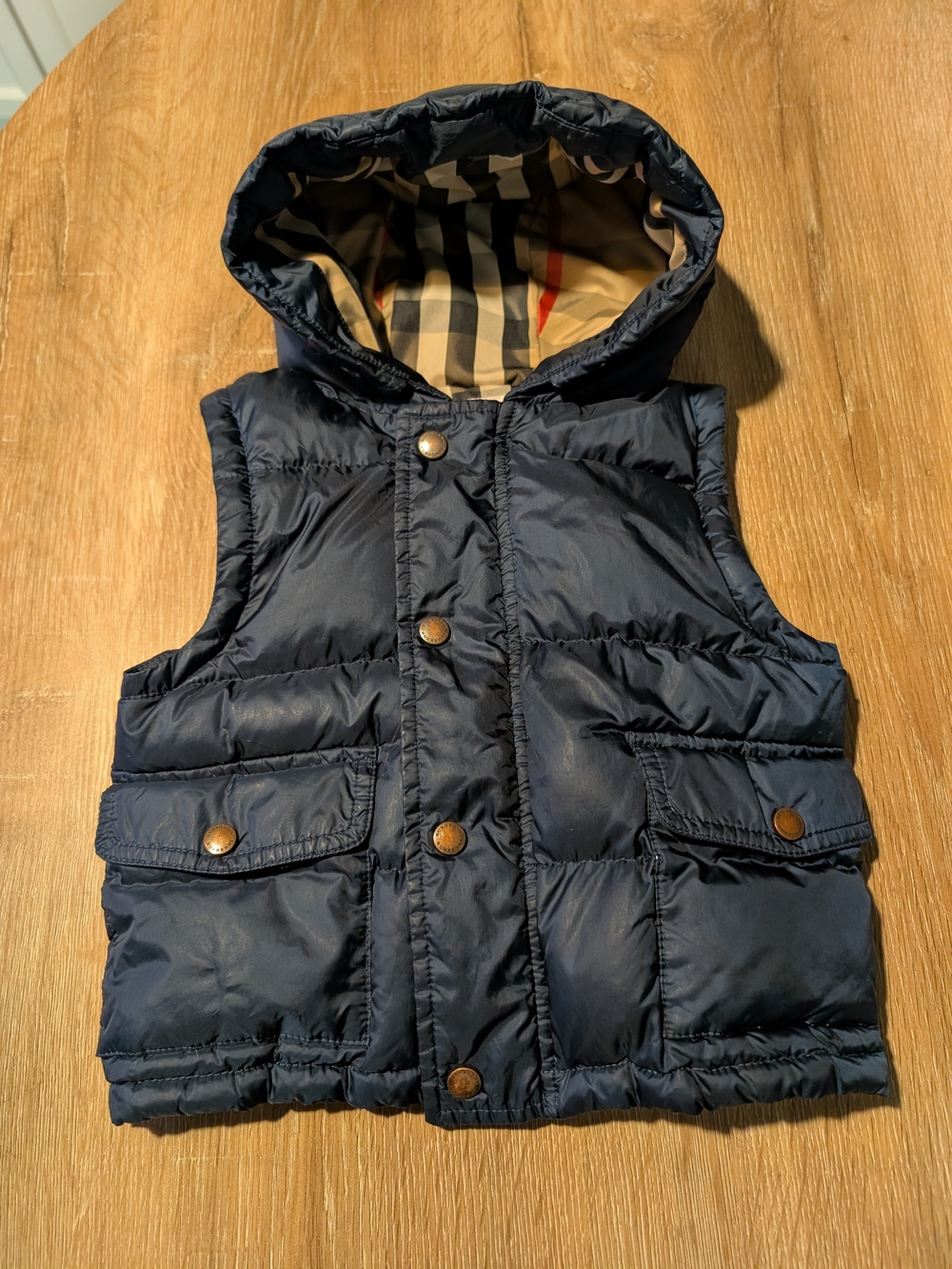 Burberry Navy Hooded Puffer Vest